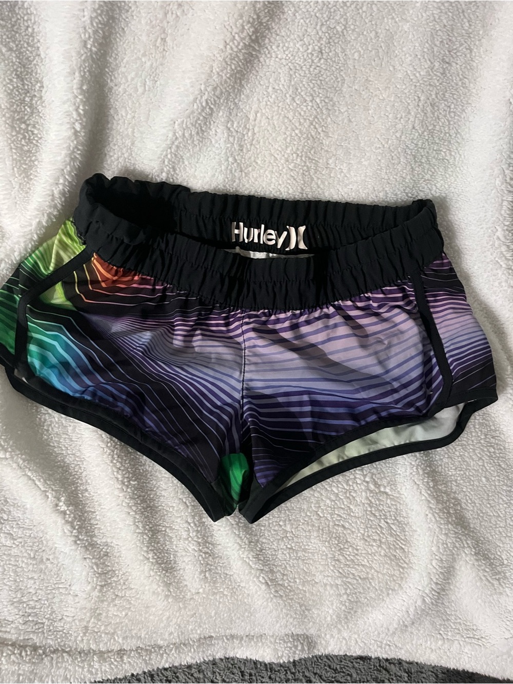 Hurley Women's Multicolor Board Shorts in S - Purple/Black/Green